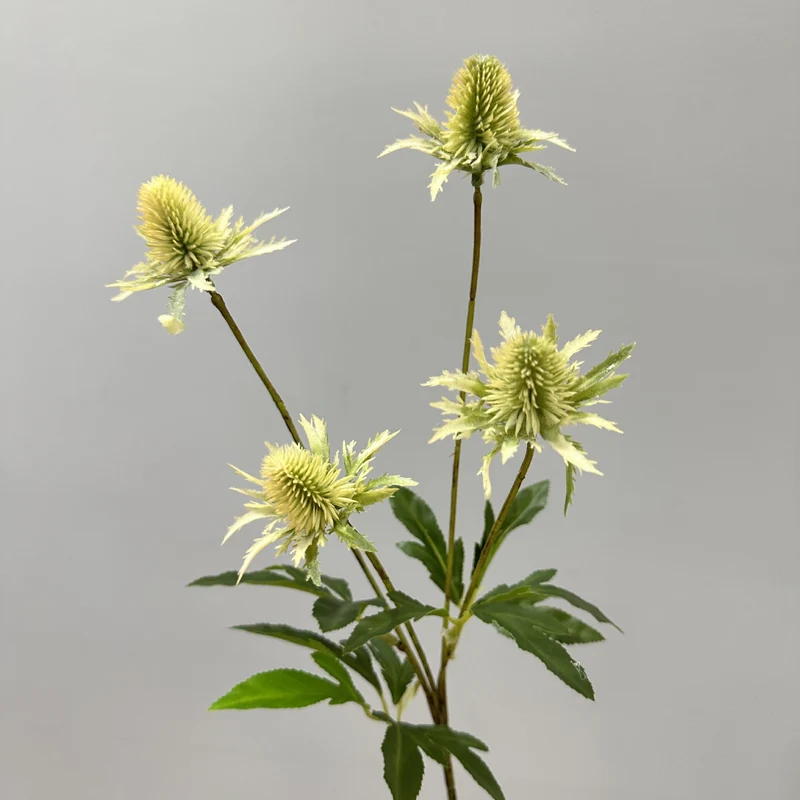 Künstliche Eryngium-Blüten, 60 cm, Ins-Stil, Kunststoff, für Hochzeiten und Wohnkultur, 4 Blütenköpfe