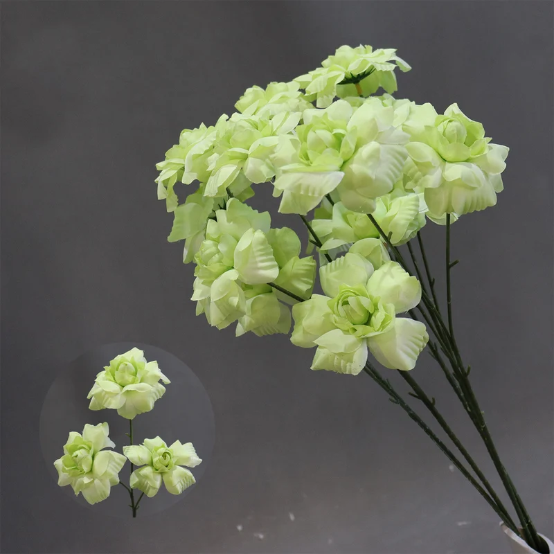 Hochzeitsdekoration, Kunstblume Blumenstrauß 'Fee-Kuss', 60 cm, Seidenstoff, 3 Blüten, 8 cm Durchmesser, für Hochzeitsdekoration, Innenbereich