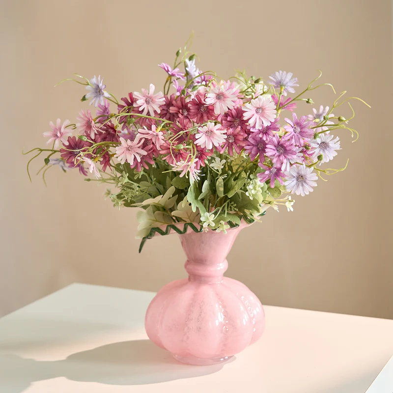 Künstliche Gerbera Büschel, 39 cm hoch, 3,5 cm Blüten, für Dekoration, Hochzeit, Büro, Shop, Mischmaterial, ohne Topf