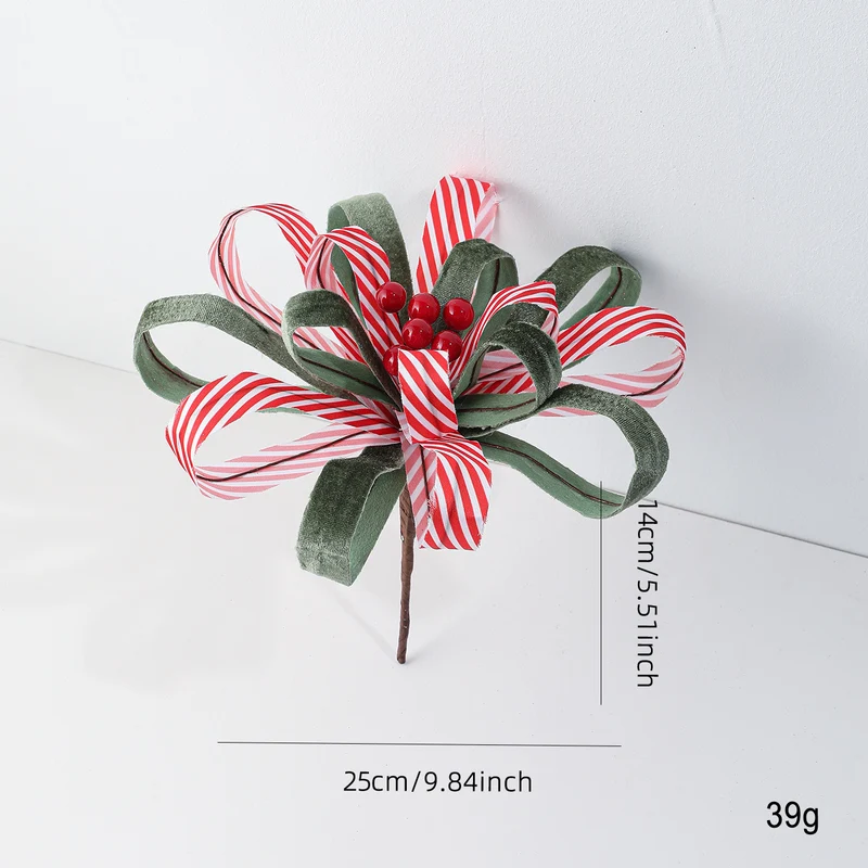 Künstliche Weihnachtsblume mit roten Beeren, 25 cm, Stoffblume, festliche Deko für Floristik, Hochzeit, Laden, Café