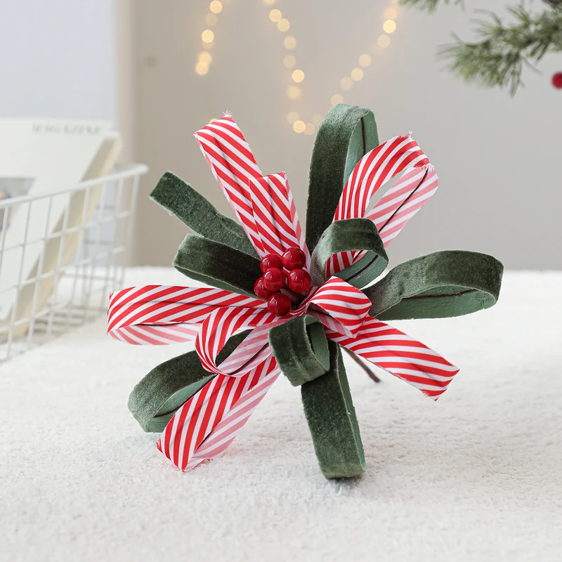 Künstliche Weihnachtsblume mit roten Beeren, 25 cm, Stoffblume, festliche Deko für Floristik, Hochzeit, Laden, Café