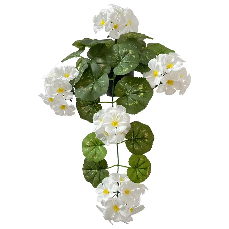 Künstliche Geranien-Blumenranke 42 cm, Wanddekoration, gemischtes Material, realistische Optik für Hochzeit, Café, Laden, Zuhause