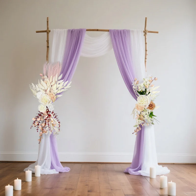 Künstliche Stuhlschleifen-Blumenstrauß, Hochzeitsdekoration, 70 cm, Seidenstoff, 2-teiliges Set (groß + klein), für Tische, Stühle, Fenster, innen