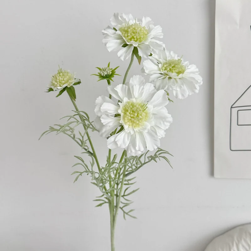 Knautia macedonica (Witwenblume) Kunstblume, 60 cm, 4 Blüten pro Stiel, für Hochzeitsdekoration, Wohnaccessoires und Einzelhandel