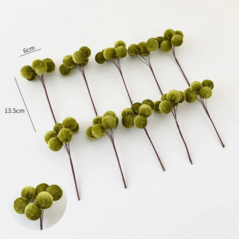 Weihnachts-Deko Zweige aus Samt, 10er Set (13,5 cm Länge, 6 cm Blütendurchmesser) für Baum, Gestecke, Kränze, Hochzeiten & Schaufenster