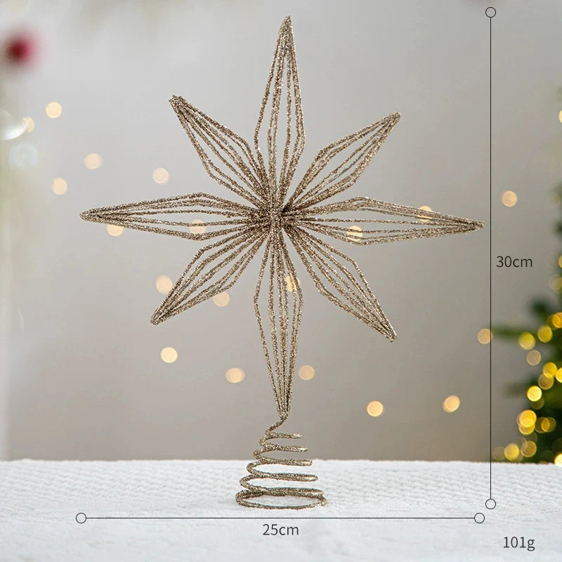 Weihnachtsbaumspitze Stern 5-zackig mit Lichtern – 6 Designs – Hochwertige Weihnachtsdeko für Baum, Hochzeit, Party, Fest