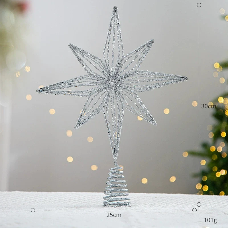 Weihnachtsbaumspitze Stern 5-zackig mit Lichtern – 6 Designs – Hochwertige Weihnachtsdeko für Baum, Hochzeit, Party, Fest