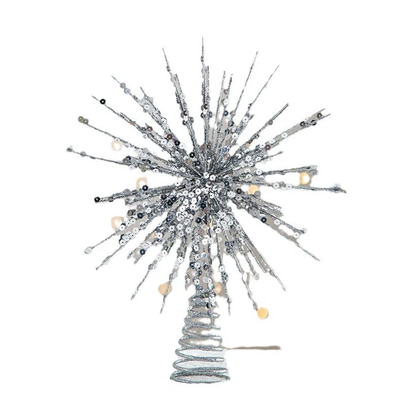 Weihnachtsbaumspitze Stern 5-zackig mit Lichtern – 6 Designs – Hochwertige Weihnachtsdeko für Baum, Hochzeit, Party, Fest