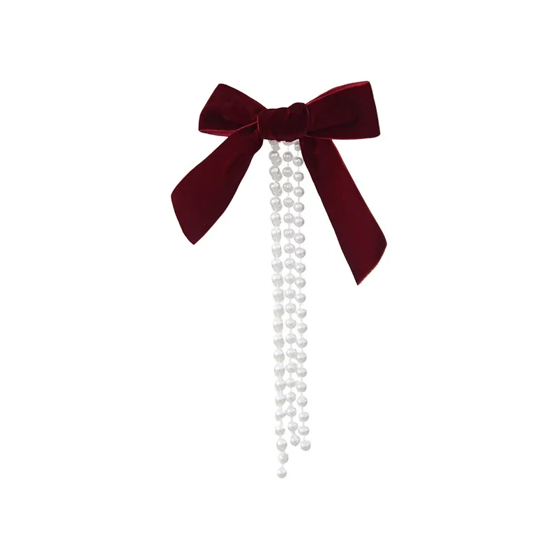Weihnachtsschmuck Perlen-Schleifen Anhänger, Set mit 3 Größen (19cm, 15cm, 12cm), Weinrot, Dunkelgrün, Cremeweiß, für Weihnachtsbaum, Fensterdekoration, Hochzeitsdekoration