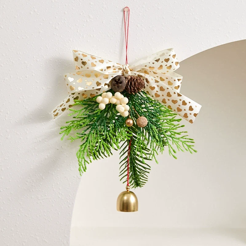 Weihnachtsglocken mit Schleife, 13x16 cm, realistische Kunststoff-Deko für Baum, Tür, Fenster, Hochzeit, Event, Gastgewerbe, 6 Designs
