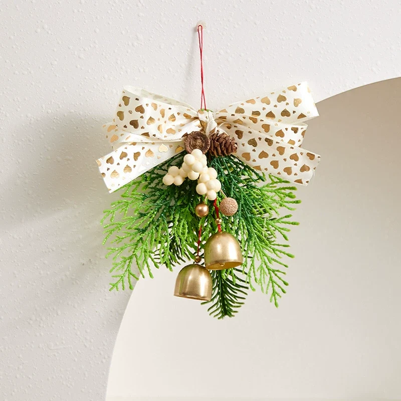 Weihnachtsglocken mit Schleife, 13x16 cm, realistische Kunststoff-Deko für Baum, Tür, Fenster, Hochzeit, Event, Gastgewerbe, 6 Designs