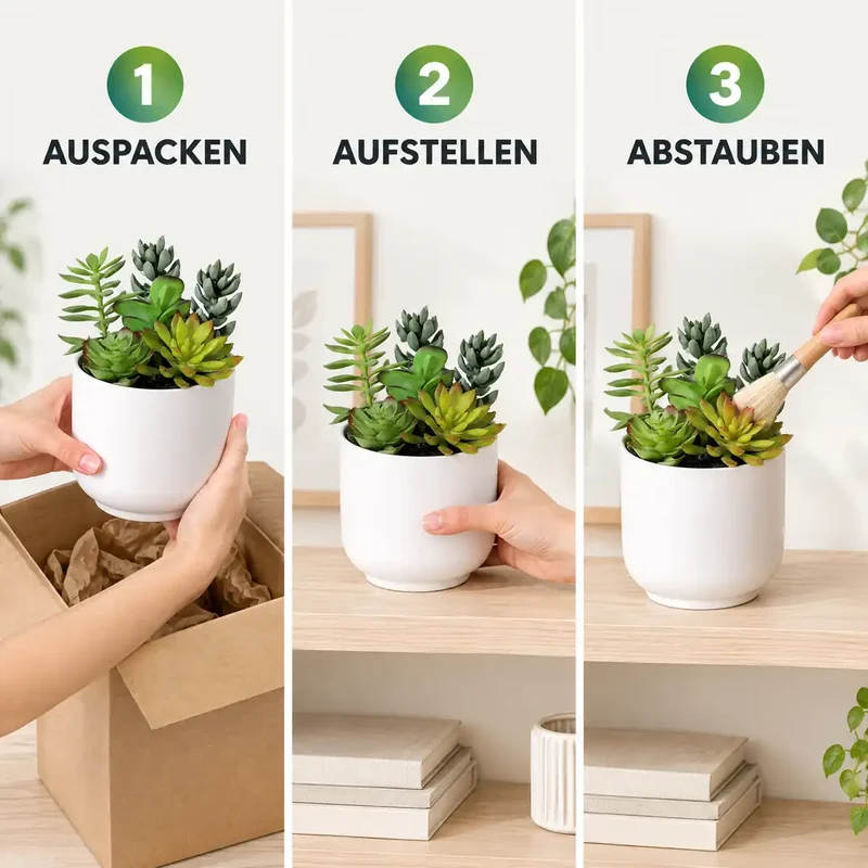 Kunstpflanze klein – künstliche Sukkulenten, 19 cm im Topf