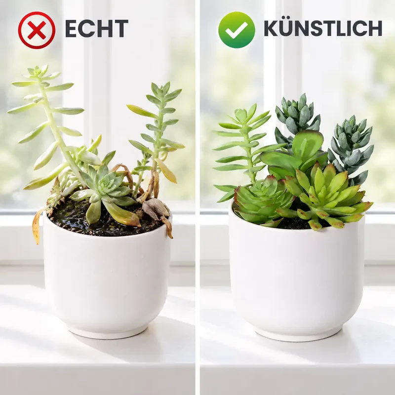 Kunstpflanze klein – künstliche Sukkulenten, 19 cm im Topf