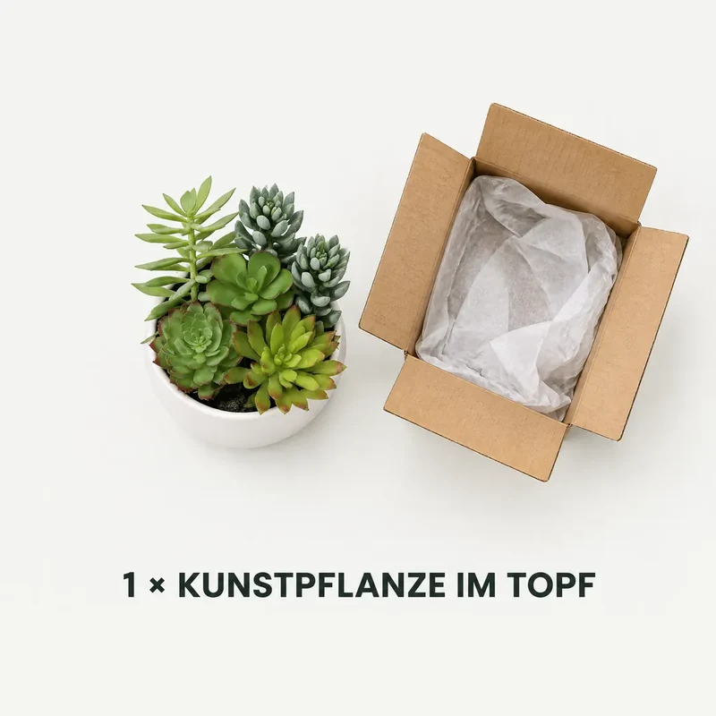 Kunstpflanze klein – künstliche Sukkulenten, 19 cm im Topf