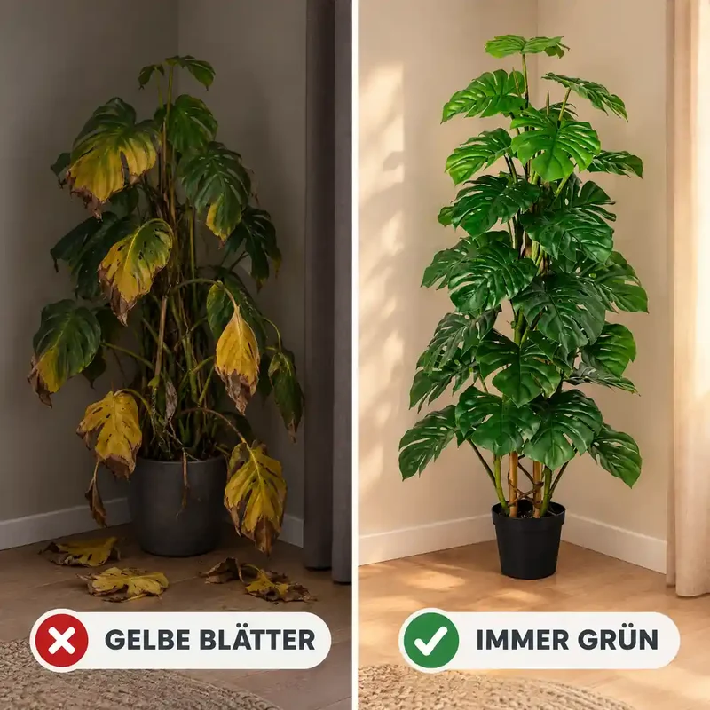 Kunstpflanze groß – künstliche Monstera, 125 cm im Topf