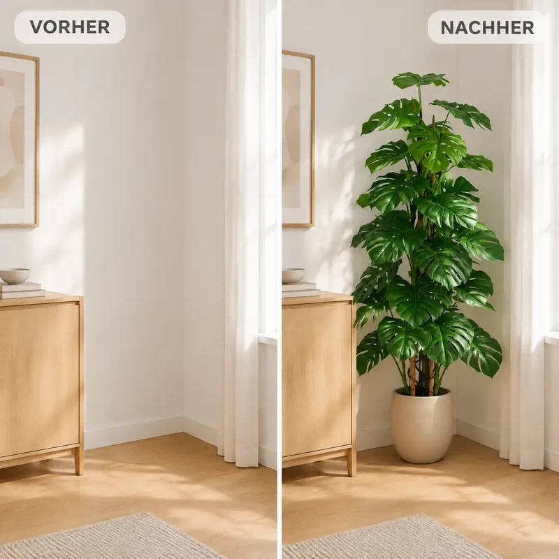 Kunstpflanze groß – künstliche Monstera, 125 cm im Topf