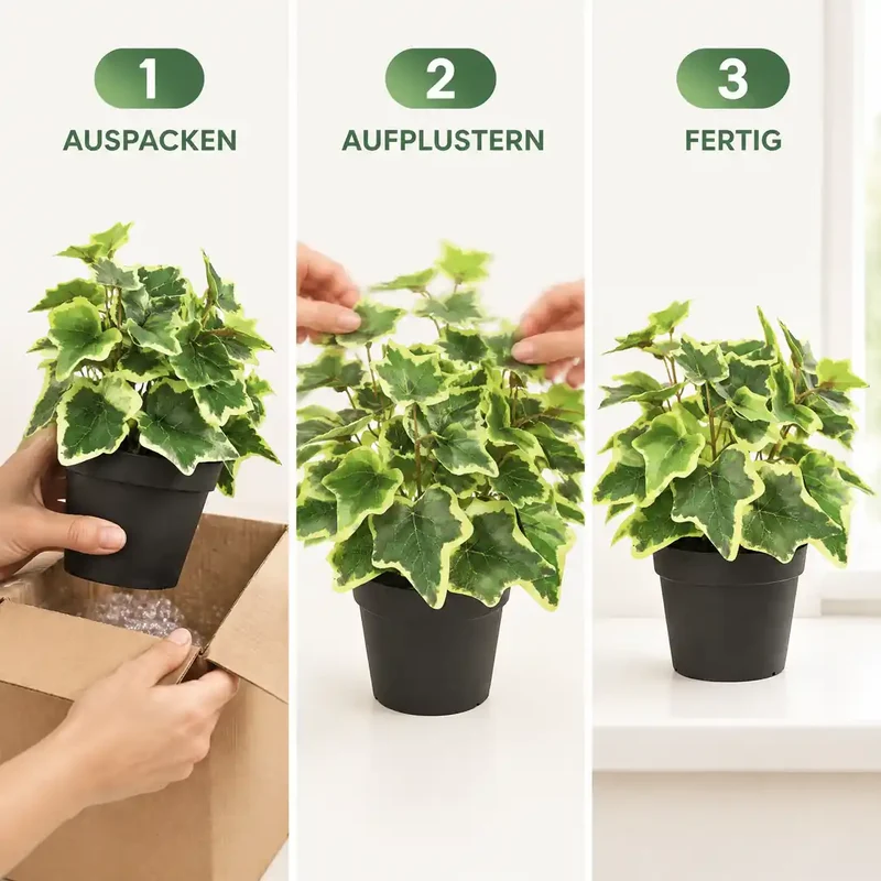 Kunstpflanze klein – künstlicher Efeu, 19 cm im Topf