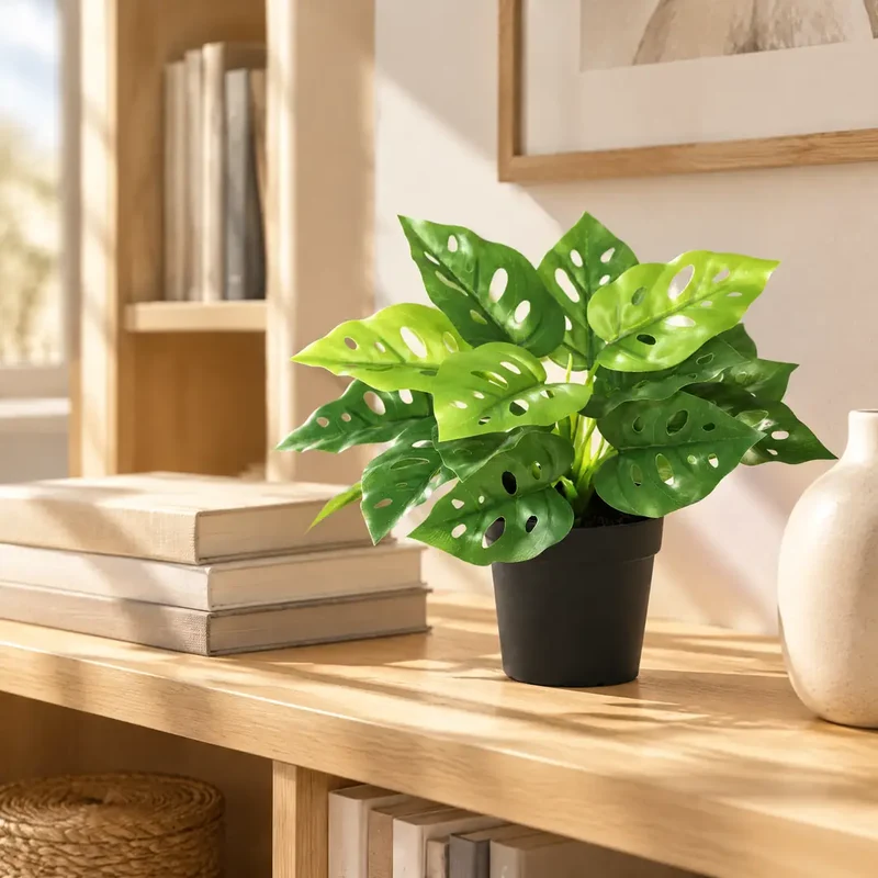 Kunstpflanze klein – künstliche Monstera, 22 cm im Topf