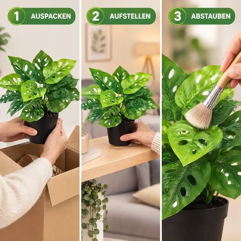 Kunstpflanze klein – künstliche Monstera, 22 cm im Topf