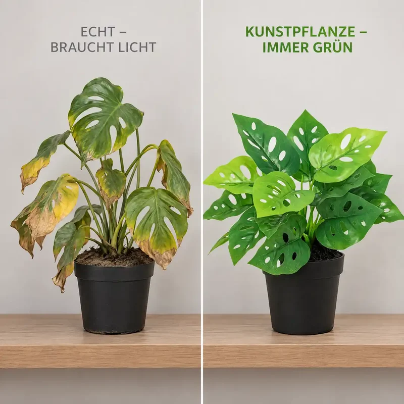 Kunstpflanze klein – künstliche Monstera, 22 cm im Topf