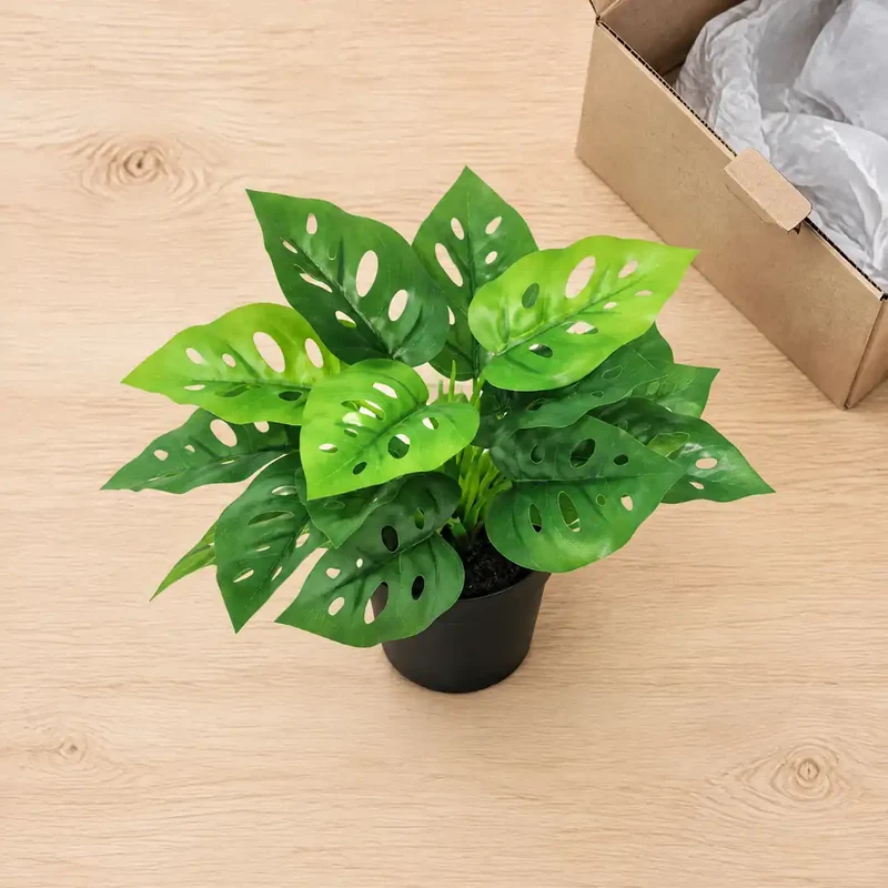 Kunstpflanze klein – künstliche Monstera, 22 cm im Topf