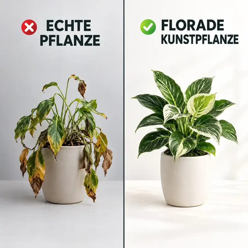 Kunstpflanze klein – künstlicher Philodendron Birkin, 20 cm im Topf