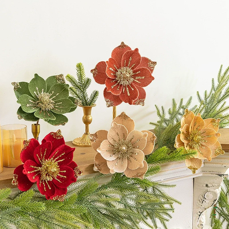 Weihnachtsbaum-Deko: Samtblumen in 5 Farben – Ø 20 cm, 22 g – DIY-Christbaumschmuck, Festtagsdekoration, Hochzeit & Event