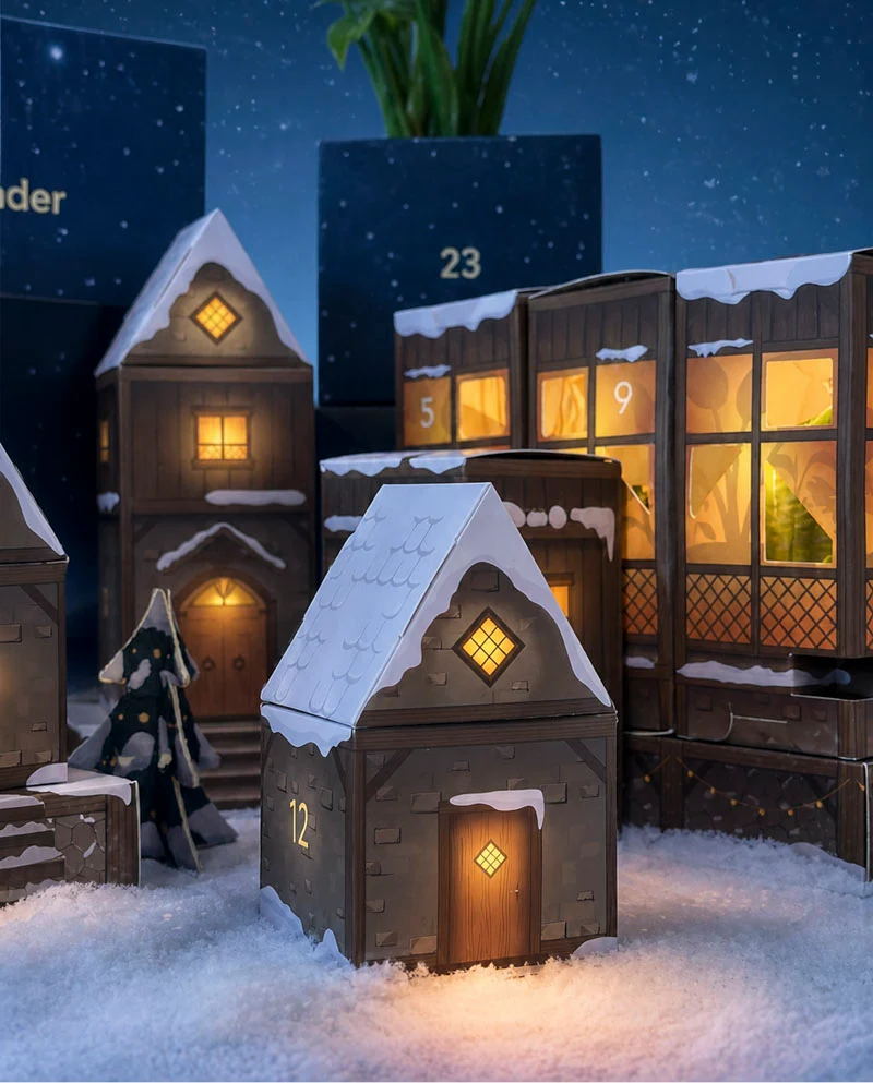 Pflanzen Adventskalender «Winterdorf im Abendblau»