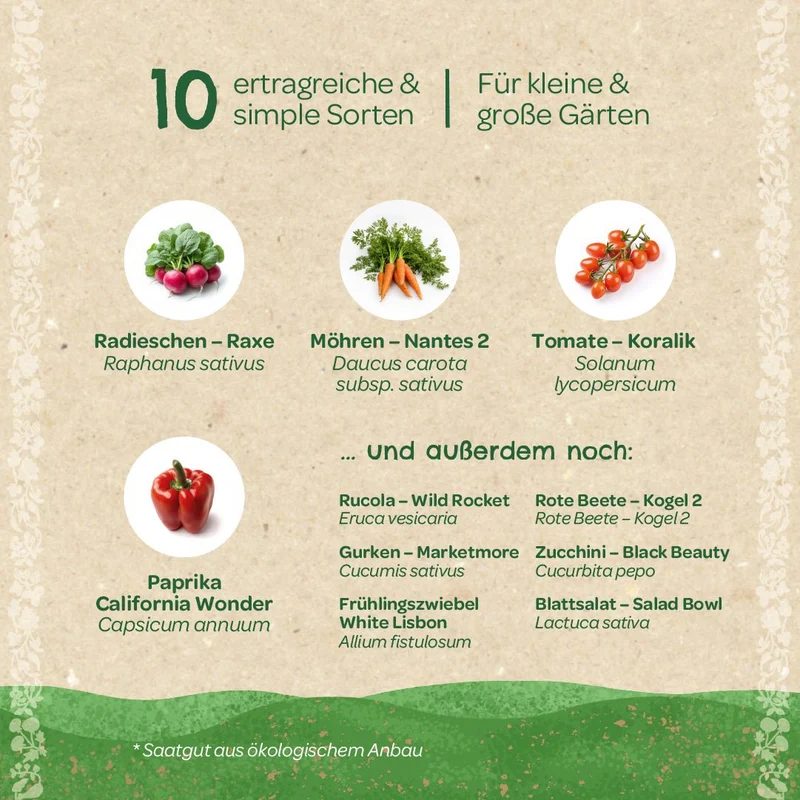 BIO-Saatgut-Set "Gartengemüse"