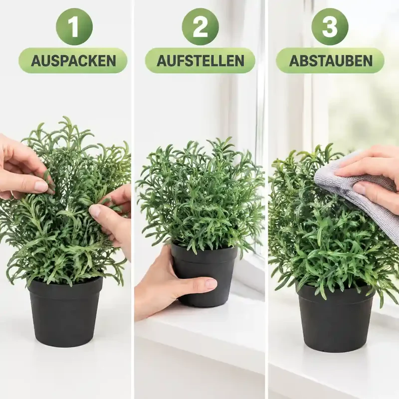 Kunstpflanze klein – künstlicher Currystrauch, 18 cm im Topf
