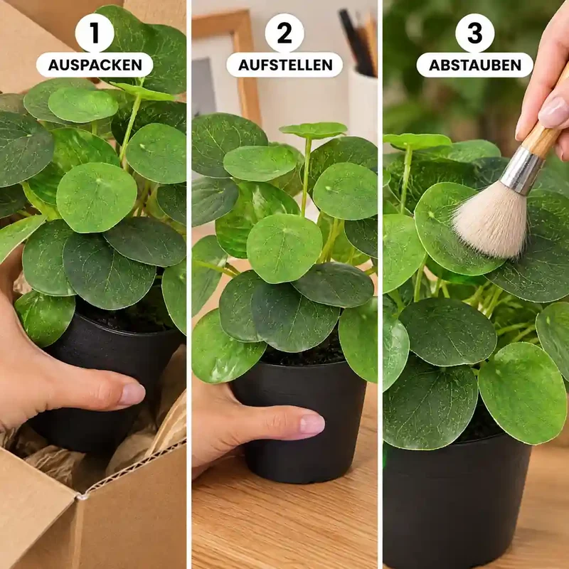Kunstpflanze klein – künstliche Pilea Peperomioides, 17,5 cm im Topf