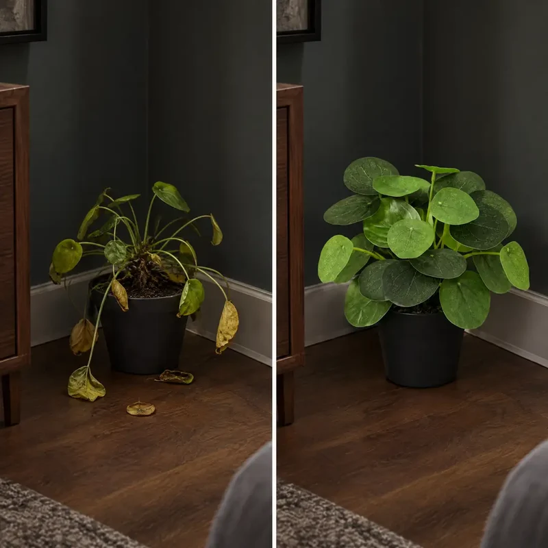 Kunstpflanze klein – künstliche Pilea Peperomioides, 17,5 cm im Topf