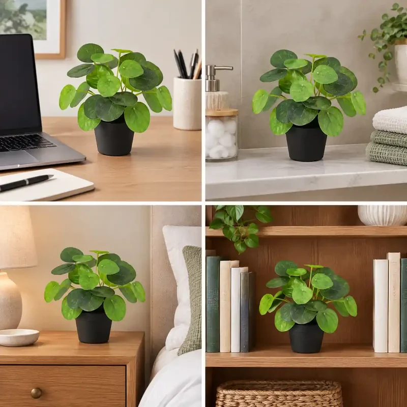Kunstpflanze klein – künstliche Pilea Peperomioides, 17,5 cm im Topf