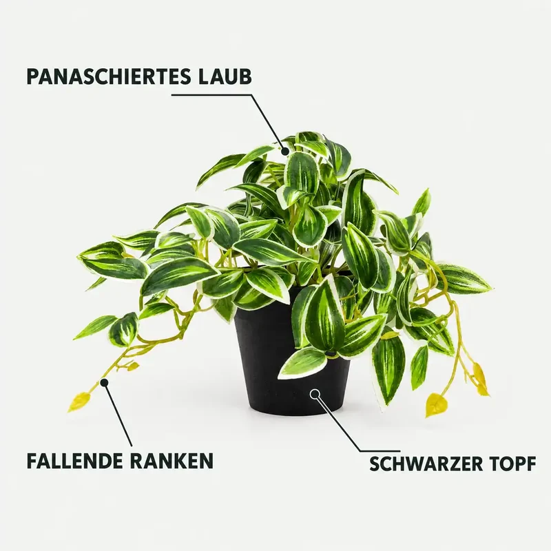 Kunstpflanze klein – künstliche Tradescantia, 17 cm im Topf
