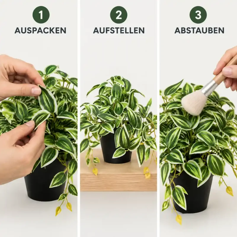 Kunstpflanze klein – künstliche Tradescantia, 17 cm im Topf