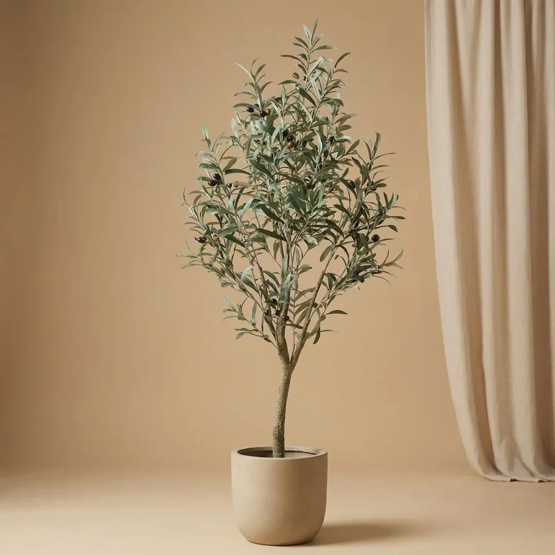 Künstlicher Olivenbaum – große Kunstpflanze im Topf, 140 cm