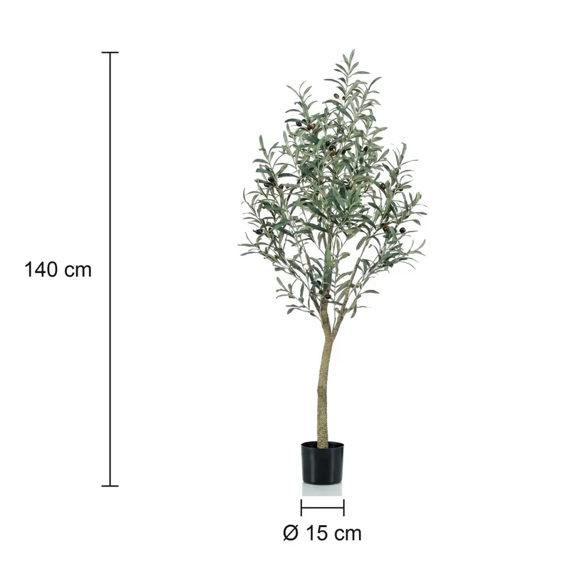 Künstlicher Olivenbaum – große Kunstpflanze im Topf, 140 cm