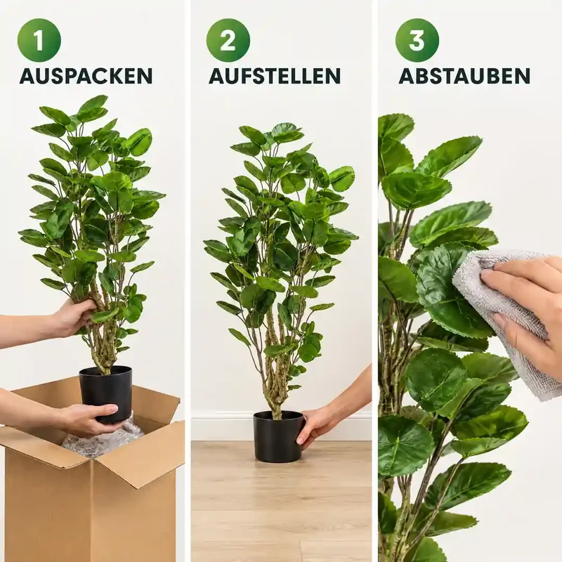 Kunstpflanze groß – künstlicher Polysciasbaum, 105 cm im Topf