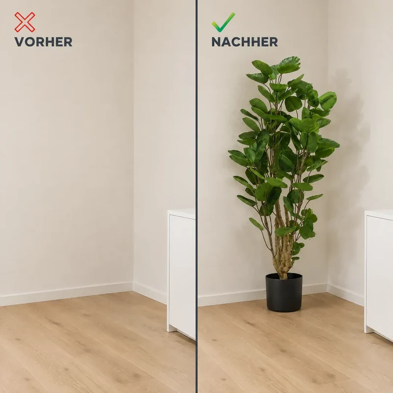 Kunstpflanze groß – künstlicher Polysciasbaum, 105 cm im Topf