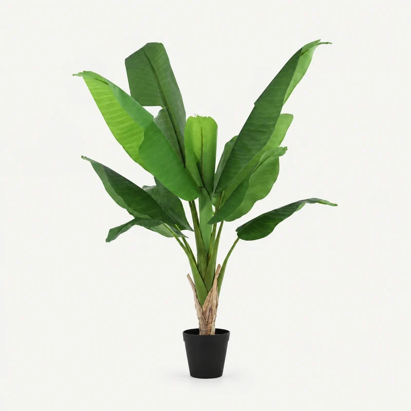 Kunstpflanze groß – künstlicher Bananenbaum, 120 cm im Topf