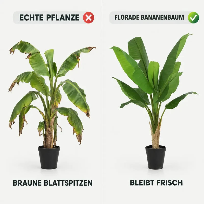 Kunstpflanze groß – künstlicher Bananenbaum, 120 cm im Topf