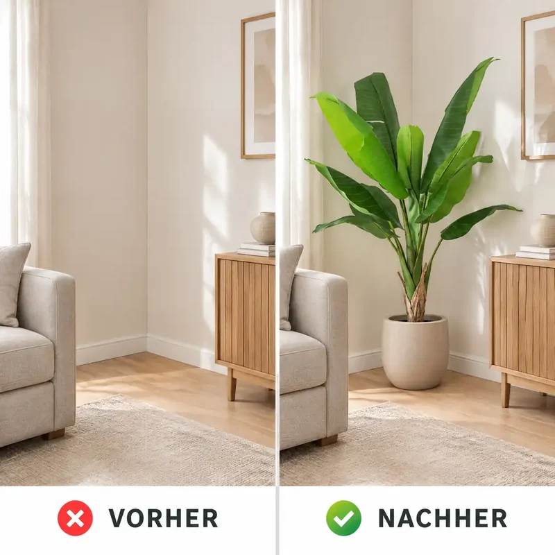 Kunstpflanze groß – künstlicher Bananenbaum, 120 cm im Topf