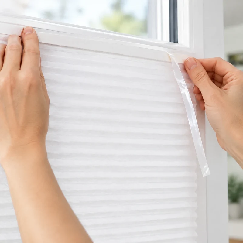 Plissee ohne Bohren – selbstklebendes Faltrollo für Fenster und Balkontür