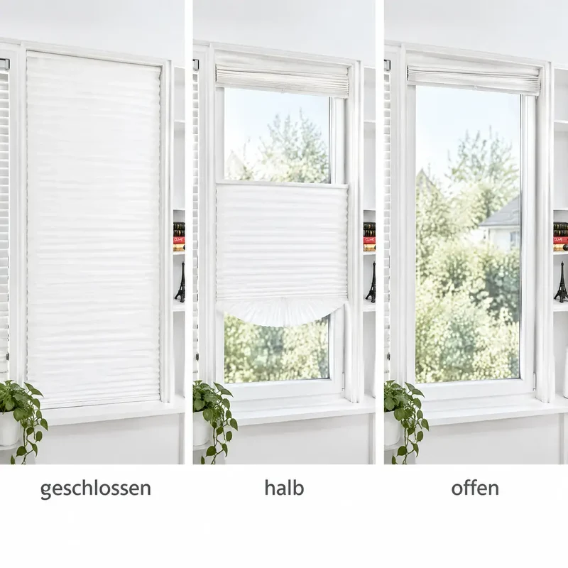 Plissee ohne Bohren – selbstklebendes Faltrollo für Fenster und Balkontür