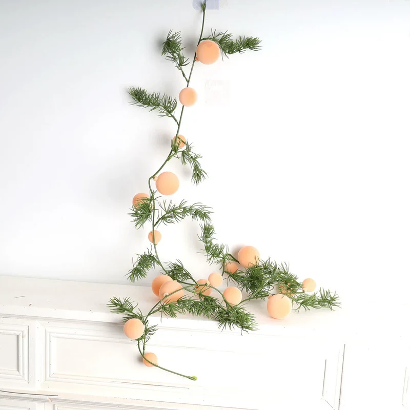 2er-Set Weihnachtsdeko, 180 cm Kiefernzweige mit roten Beeren, Fenster- und Kamindekoration, festliche Stimmung