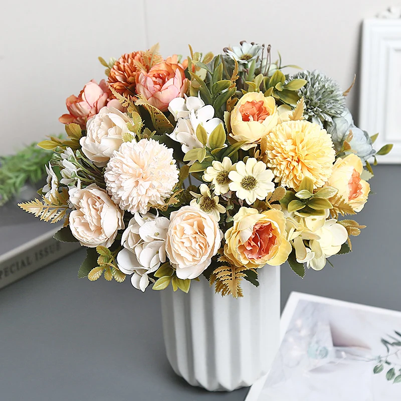 Künstliche Austin-Blumenstrauß, 30 cm, Seidenblumen, Dekoration für Hochzeit, Shop, Innenraum, Grabgestaltung