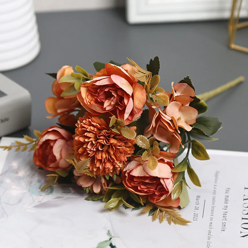 Künstliche Austin-Blumenstrauß, 30 cm, Seidenblumen, Dekoration für Hochzeit, Shop, Innenraum, Grabgestaltung