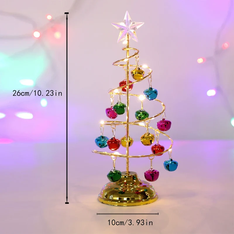 LED-Weihnachtsbaum aus Metall, 26 cm hoch, gold oder silber, perfekt für Weihnachtsdekoration, Geschenke, Heimdekoration