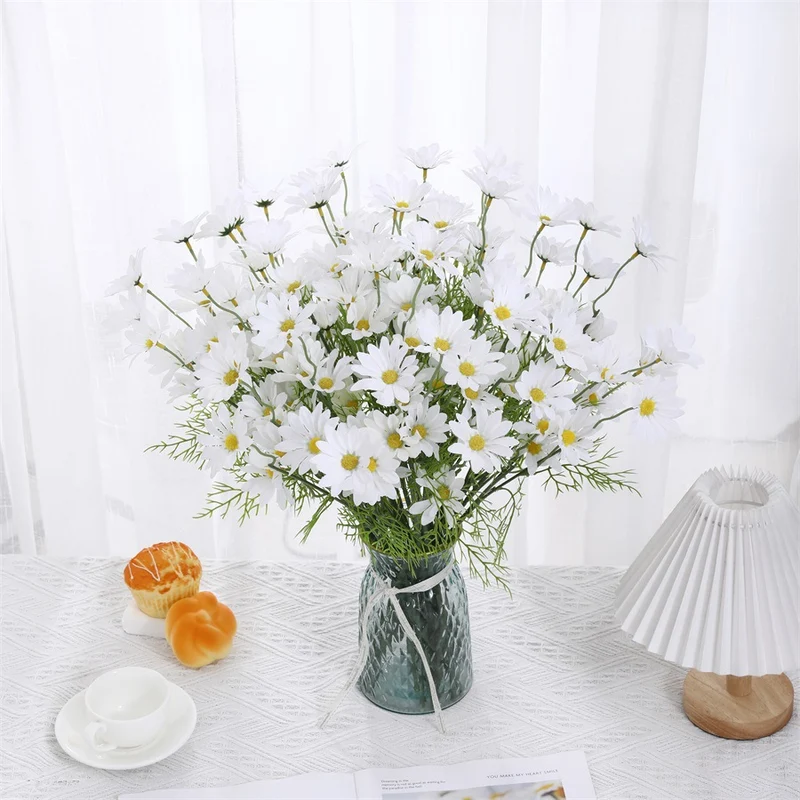 Künstliche Gänseblümchen aus Seide, 51 cm, 5 Stiele mit je 5 Blüten, für Zuhause, Hochzeiten und Gewerbe
