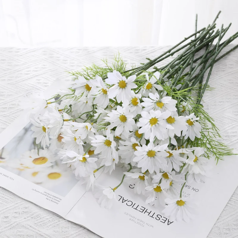 Künstliche Gänseblümchen aus Seide, 51 cm, 5 Stiele mit je 5 Blüten, für Zuhause, Hochzeiten und Gewerbe